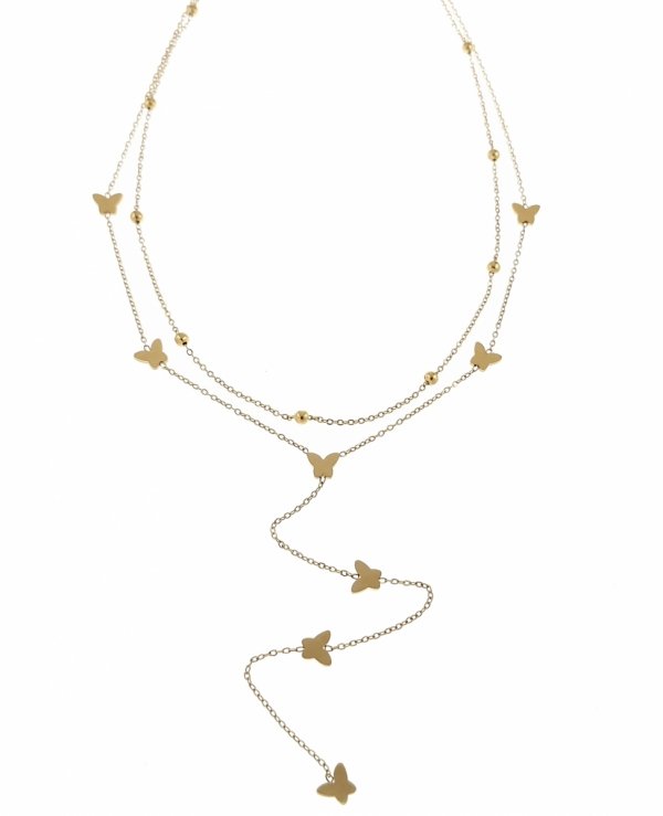 4595 Złoty łańcuszek 40-45+5cm naszyjnik stal chirurgiczna nierdzewna 316L krawatka motyl