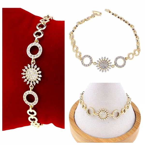 2329a Bransoletka złota elegancka cyrkonie 18,5cm pozłacana 14k Aisadi