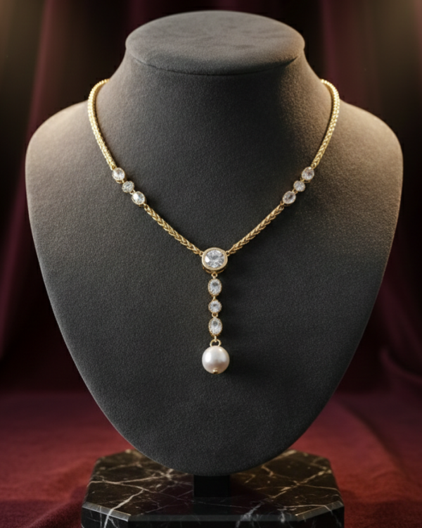 2475 Złoty łańcuszek naszyjnik 40+5cm pozłacany 14k cyrkonie