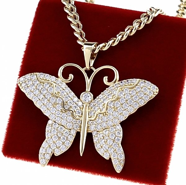 1293 Złota zawieszka cyrkonie błyszcząca pozłacana 14k Xuping motyl