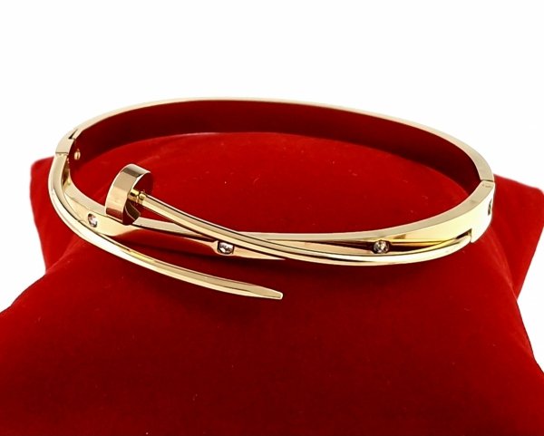 0145 Bransoletka złota 6cm stal chirurgiczna 316L nierdzewna bangla 