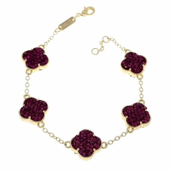 3050 Bransoletka elegancka złota 18+2cm pozłacana 14k cyrkonie koniczyna marokańska