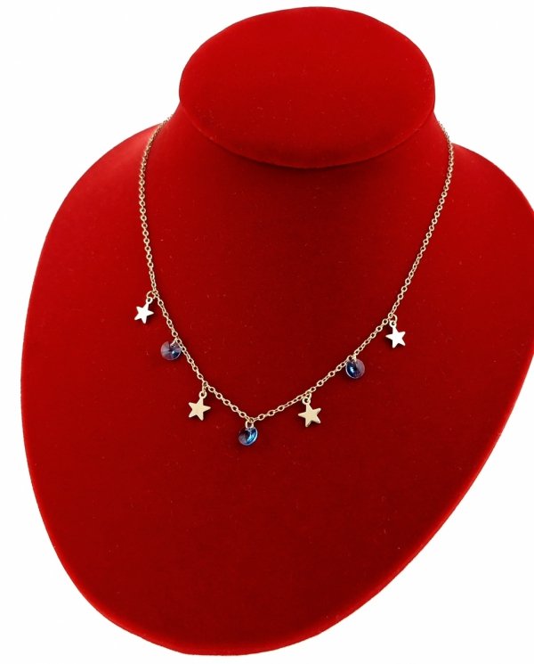 1327 Złoty łańcuszek Austrian Crystal 42+5 naszyjnik pozłacany 14K Xuping gwiazdki