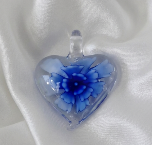 530i Zawieszka szkło weneckie serce kwiat