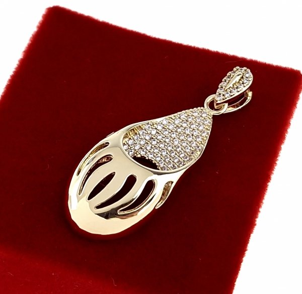 1092 Złota zawieszka cyrkonie błyszcząca pozłacana 14k 