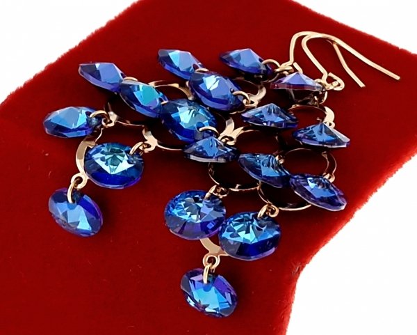 2108 Kolczyki złote Austrian Crystal cyrkonia pozłacane 18k Xuping wiszące