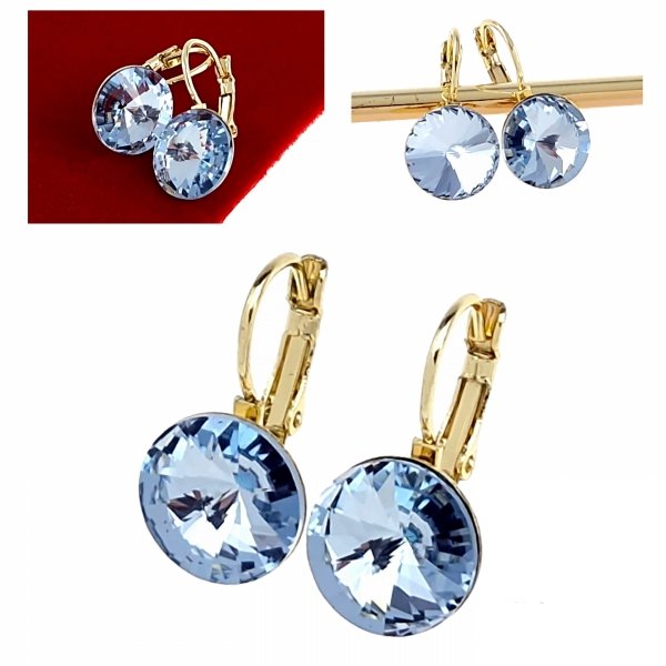 1214 Kolczyki złote Austrian Crystal cyrkonia pozłacane 14k Xuping wiszące