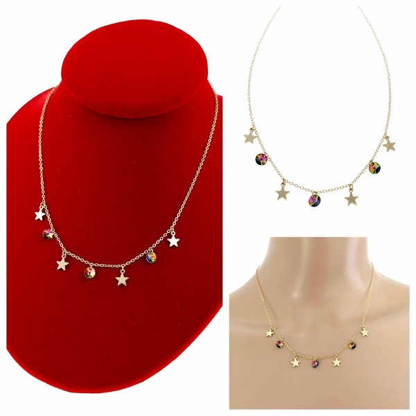 4922 Złoty łańcuszek Austrian Crystal 42+5 naszyjnik pozłacany 14K Xuping gwiazdki