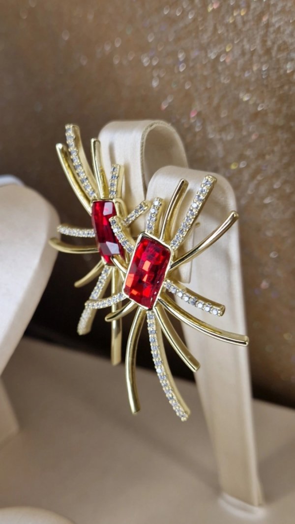 0029 Kolczyki złote pozłacane Austrian Crystal wiszące 14K cyrkonie Xuping 