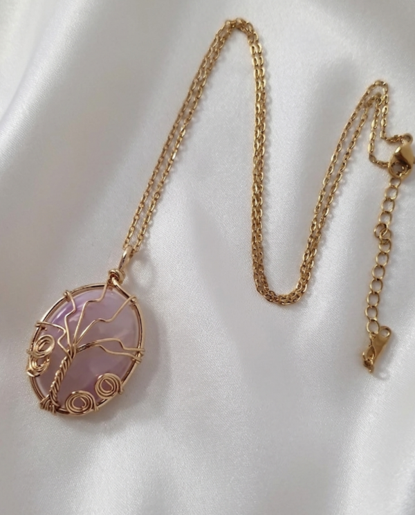 3723f Naszyjnik kamień naturalny 45+5cm stal chirurgiczna nierdzewna 