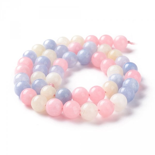 4625 Mix kamieni morganit, jadeit kamień naturalny kula 8mm pasmo 38cm