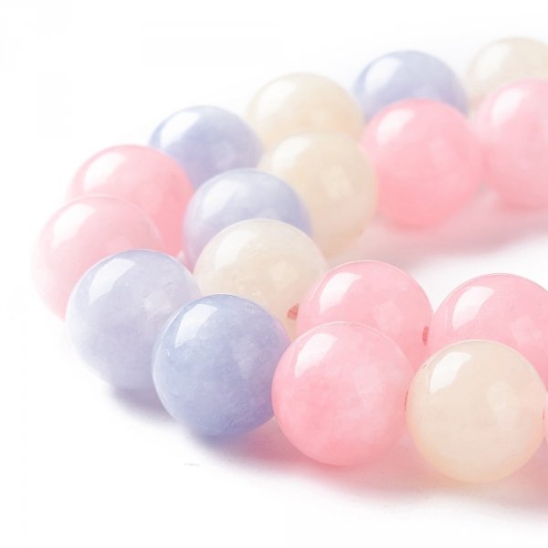 1111a Mix kamieni morganit, jadeit kamień naturalny kula 6mm pasmo 38cm