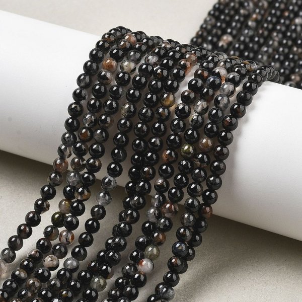 2834 Turmalin czarny kamień naturalny kula 4mm sznur 38cm