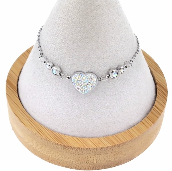 @3482b Bransoletka srebrna 17+3 stal chirurgiczna Blueberry celebrytka