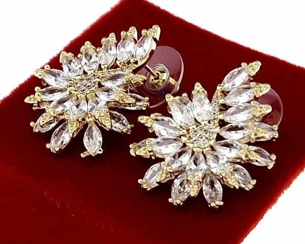 1497 Kolczyki złote pozłacane 14K cyrkonie