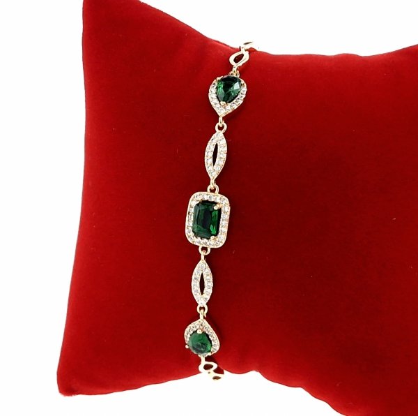 3346a Bransoletka złota cyrkonie 19cm pozłacana 18k Xuping 