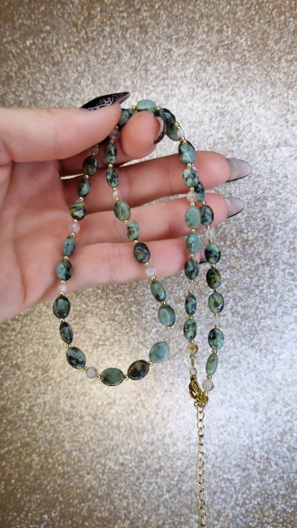 1917c Naszyjnik Turkus afrykański kamień naturalny 46cm