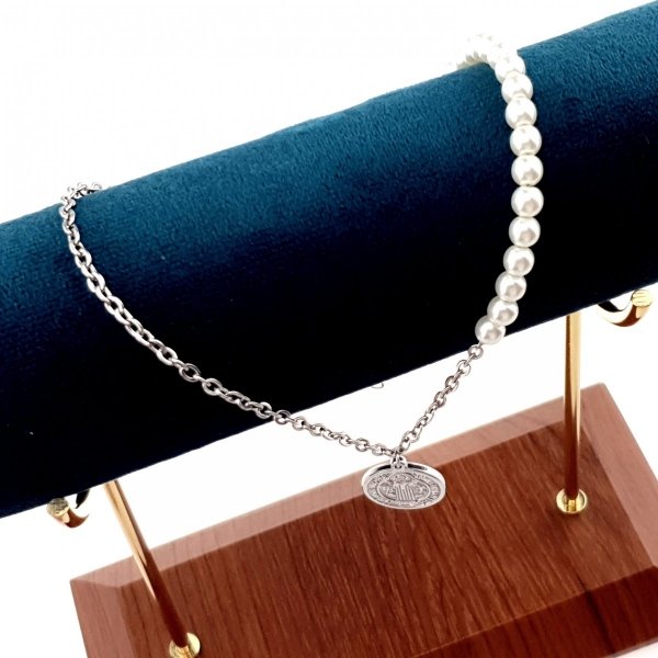 1429 Srebrny łańcuszek celebrytka 41cm naszyjnik stal chirurgiczna 