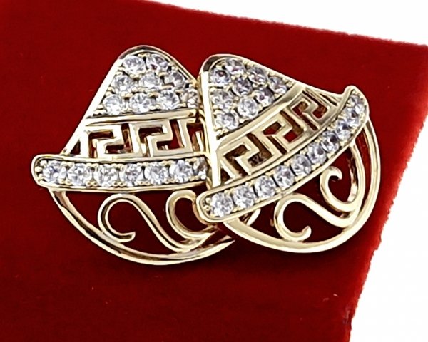 851 Kolczyki złote pozłacane cyrkonie wtyczki 14K Xuping 