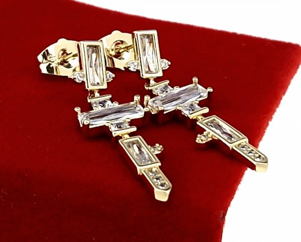 475 Kolczyki złote pozłacane cyrkonie wiszące 14K Xuping 