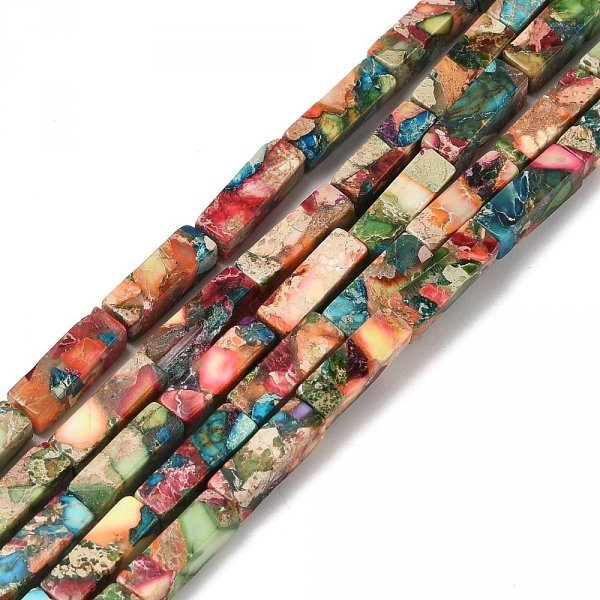 1447 Jaspis cesarski kamień naturalny, kształt sześcianu 13~13,5x4~4,5x4~4,5 mm