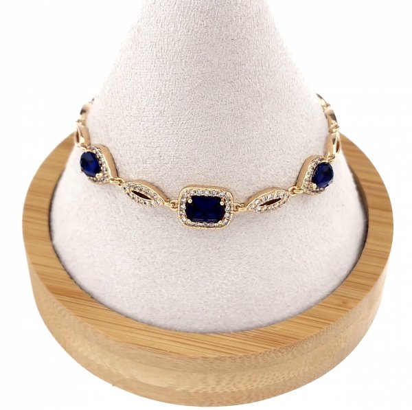 2156 Bransoletka złota cyrkonie 19cm pozłacana 18k Xuping 