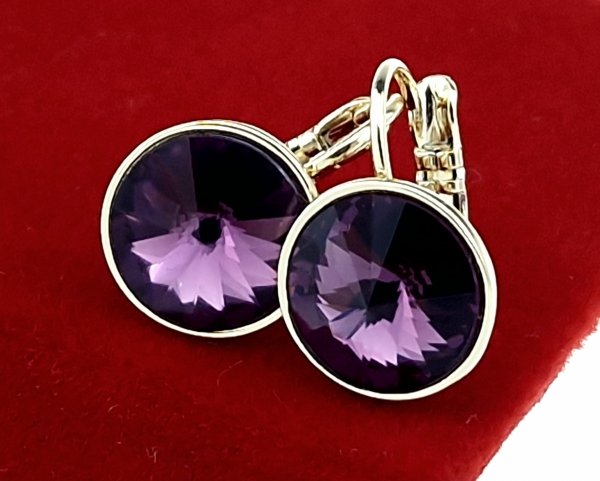 2591 Kolczyki złote pozłacane cyrkonie wiszące 14K Xuping Austrian Crystal