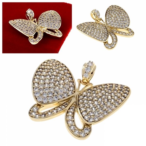 4156 Złota zawieszka cyrkonie błyszcząca pozłacana 14k Xuping motyl