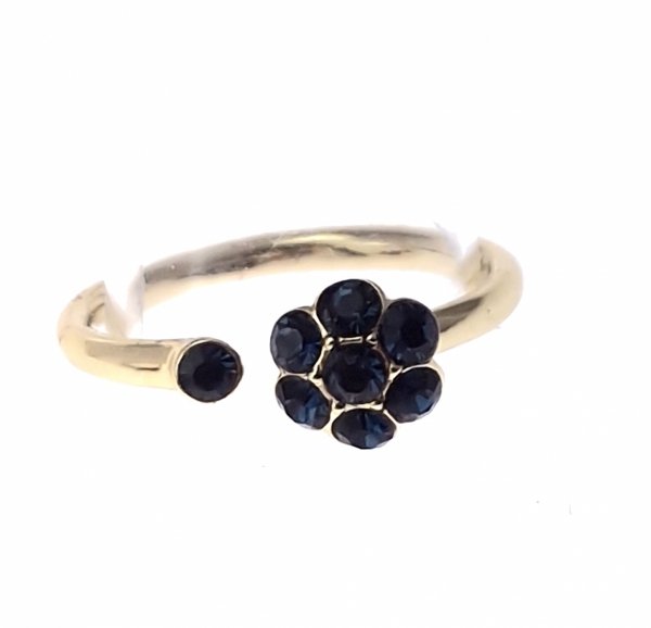 1175j Pierścionek złoty pozłacany 14k cyrkonie Austrian Crystal regulowany