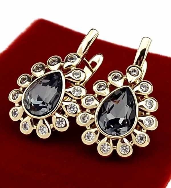 1874 Kolczyki złote pozłacane 14k wiszące Austrian Crystal