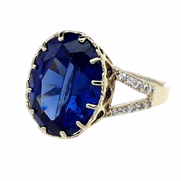 325b Pierścionek złoty zaręczynowy błyszczący cyrkonie pozłacany 14k