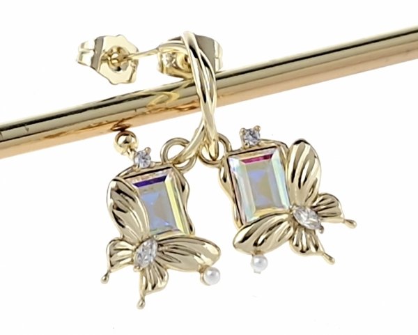 3667 Kolczyki złote pozłacane Austrian Crystal wiszące 14K cyrkonie Xuping 