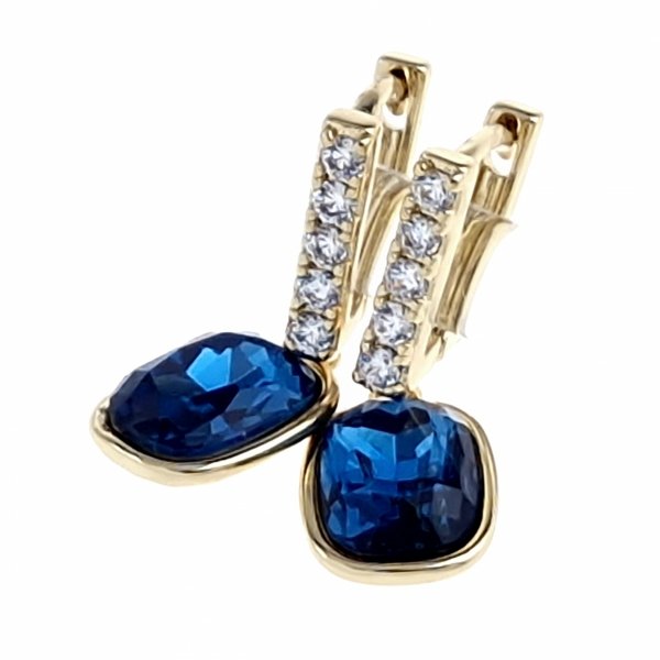 850b Kolczyki złote pozłacane wiszące 14K cyrkonie Austrian Crystal