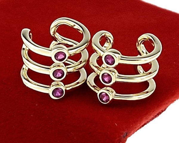 1126 Kolczyki złote pozłacane wiszące 14K Xuping cyrkonie nausznice