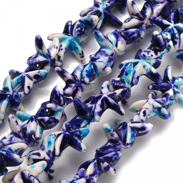 sz116 Syntetyczne koraliki, rozgwiazda 10x10x4mm, sznur 34cm