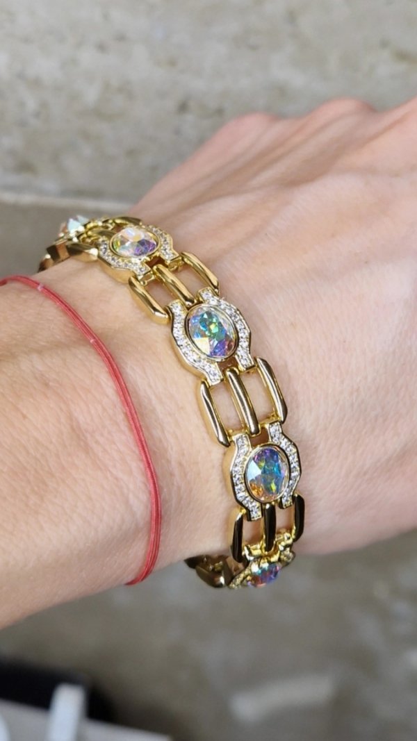 4194 Bransoletka elegancka złota 17+3cm pozłacana 14k Xuping Austrian Crystal