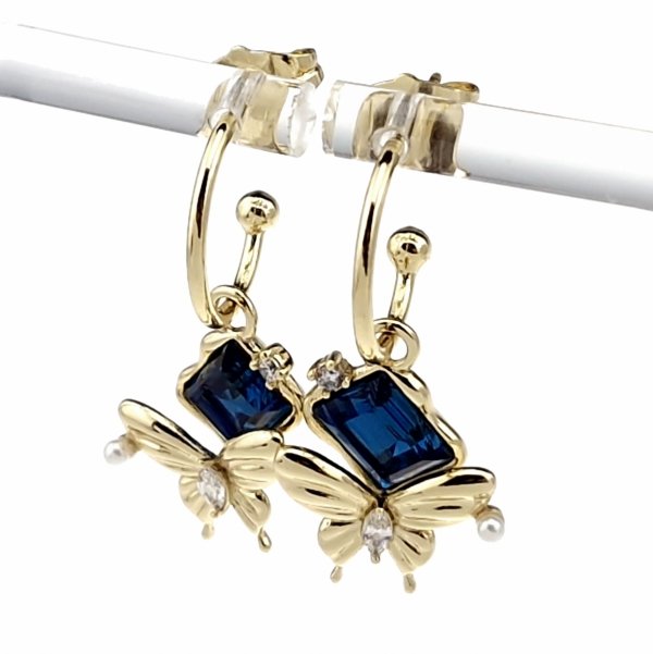 1324 Kolczyki złote pozłacane Austrian Crystal wiszące 14K cyrkonie Xuping 