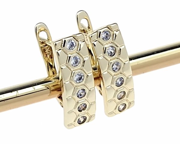 2624 Kolczyki złote pozłacane cyrkonie wiszące 14K Xuping 
