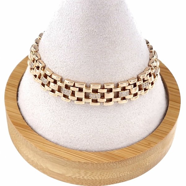 2660 Bransoletka cyrkonie złota 19cm pozłacana 18k Xuping