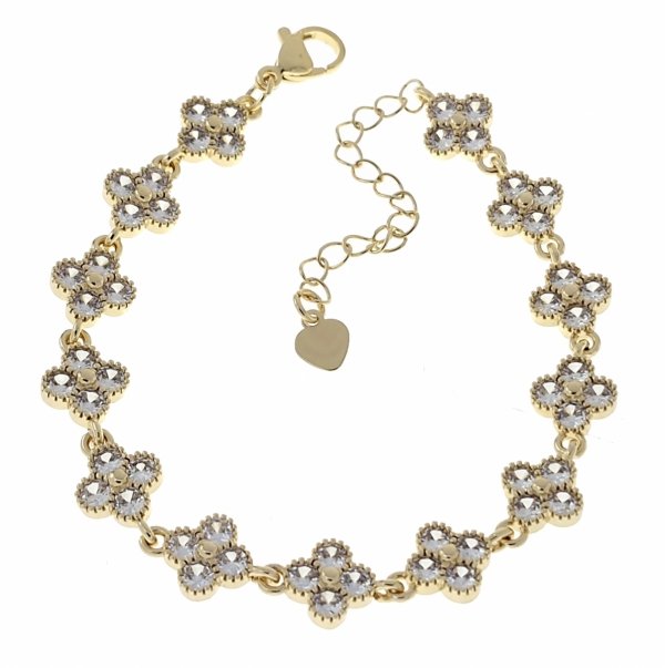 2477 Bransoletka elegancka złota 17+3cm pozłacana 14k cyrkonie
