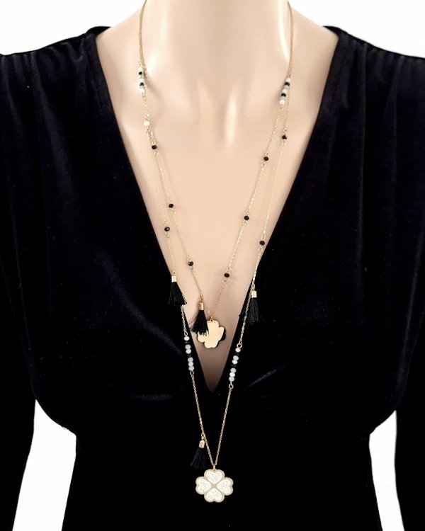 3719b Złoty łańcuszek długi 62+5 naszyjnik stal chirurgiczna celebrytka koniczynka