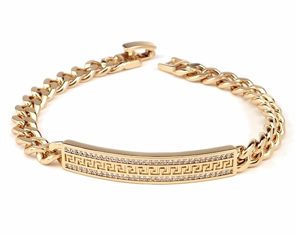 3314 Bransoletka złota cyrkonie pozłacana 18k 19cm 7mm Xuping 
