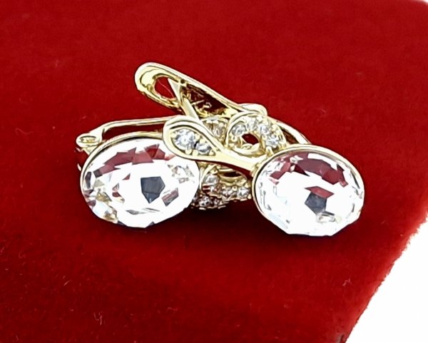 390b Kolczyki złote pozłacane wiszące 14K Xuping cyrkonie