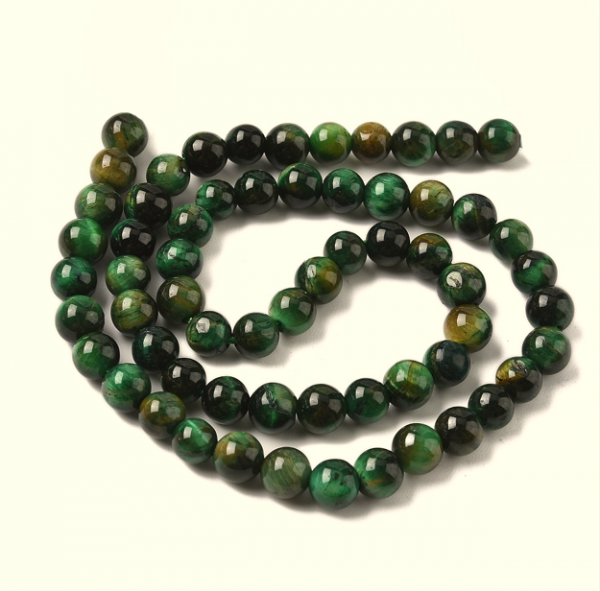 4462 Koraliki naturalne tygrysie oko 4mm okrągłe, zielone otwór: 0.8mm 