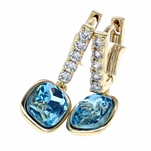 3875 Kolczyki złote pozłacane wiszące 14K cyrkonie Austrian Crystal