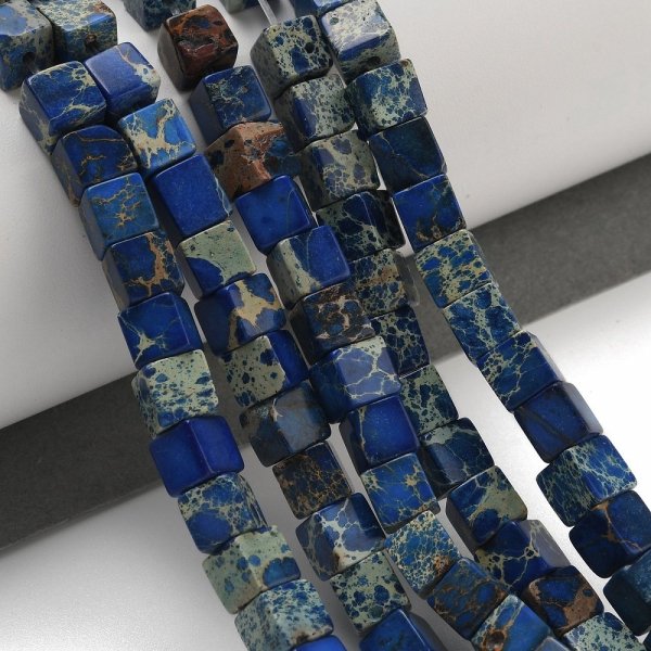 sz248 Jaspis cesarski kamień naturalny, kształt kostki 6x6x6mm