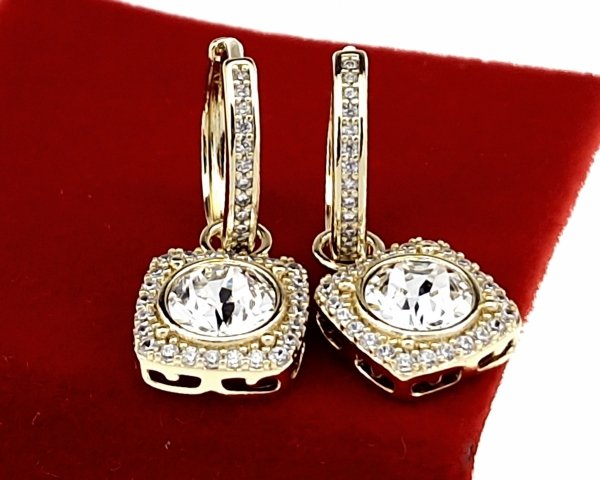 1736f  Kolczyki złote pozłacane cyrkonie wiszące 14K Xuping Austrian Crystal