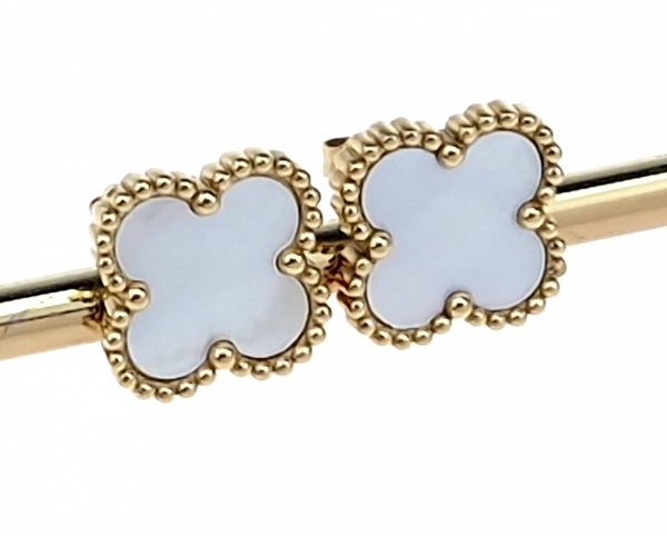 386A Kolczyki złote stal chirurgiczna 316L celebrytki koniczyna marokańska wtyczki 