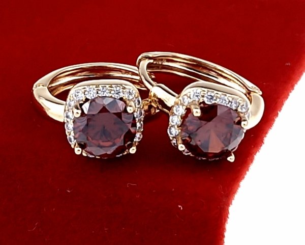 1371 Kolczyki złote cyrkonia pozłacane 18k Xuping wiszące