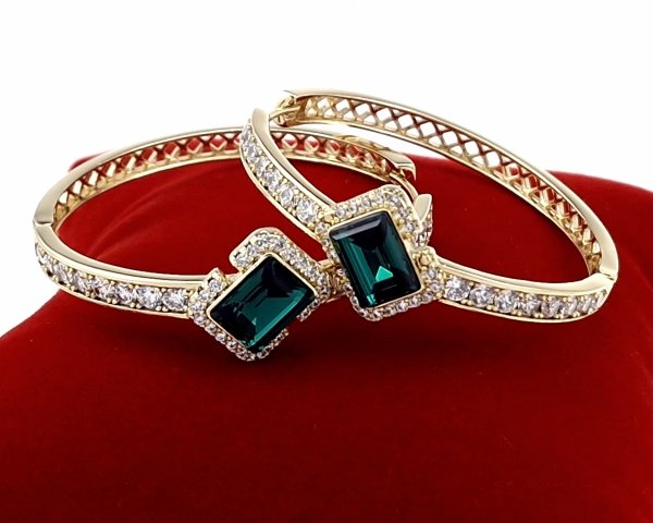 4416 Kolczyki złote pozłacane Austrian Crystal wiszące 14K cyrkonie Xuping 